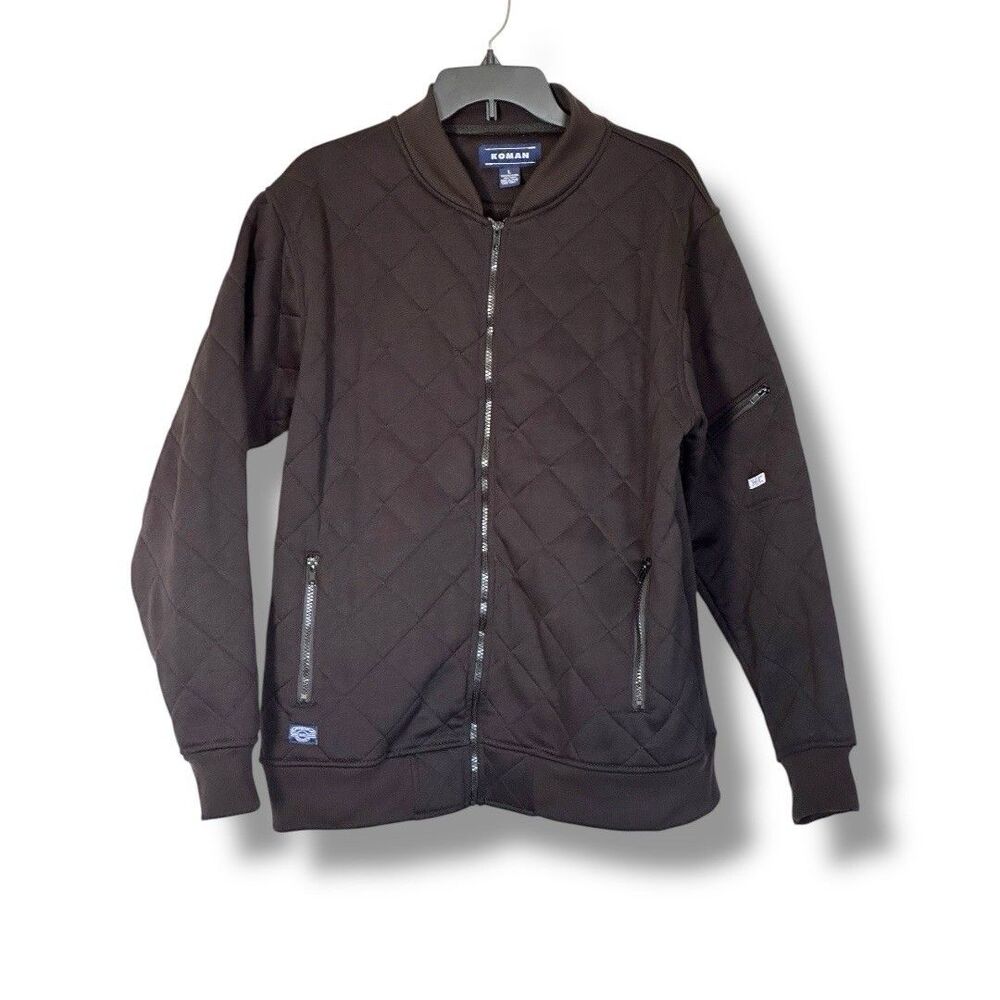 Koman Men’s Quilted Zip Up Jacket Black L Gorpcore